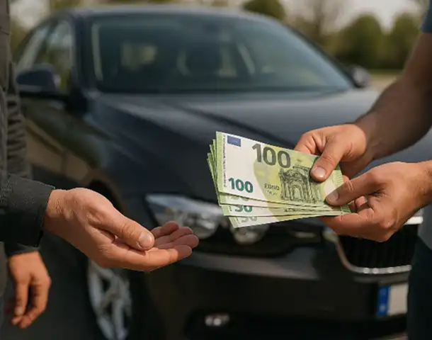 Ein Kunde erhält beim Autoankauf in Mettmann sofortige Barzahlung für sein Fahrzeug.